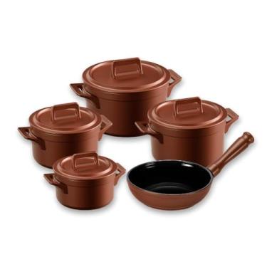 Imagem de Ceraflame Conjunto de Panelas Clear 5 Peças, Tampa de Cerâmica, Indução, Cobre