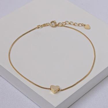 Imagem de Tornozeleira Folheada a Ouro Coração Malha Veneziana - Ralifla Semijoi