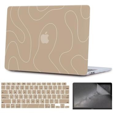 Imagem de iNOTOGG Compatível com MacBook Pro 13 polegadas 2022-2016, A2338 M1 M2/A2289/A2251/A2159/A1989/A1706 com Touch Bar e Touch ID, capa de plástico rígido com capa de teclado e protetor de tela, linha