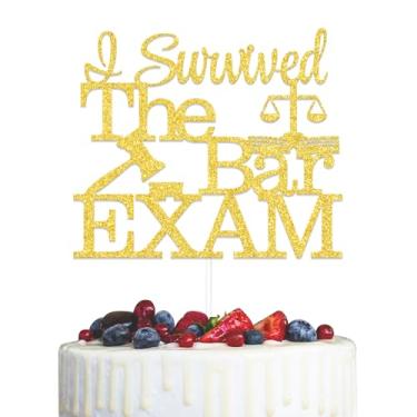 Imagem de I Survived The Bar Exam Cake Topper, Lawyer Graduation Cake Topper, Congrats Lawyer Decorations, Class of 2024 Law School Graduation Party Decor Supplies Gold