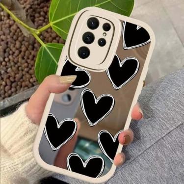 Imagem de Capa de celular com espelho de maquiagem em formato de coração para Samsung S23 Ultra S 23 S22 S21 S20 FE S10 Plus Note 20 10 Lite, capa de silicone macio, branca, 336B, para S21 FE