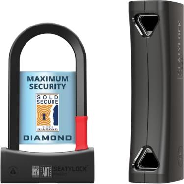 Imagem de Seatylock Mason Bike U Lock – patenteado resistente antifurto diamante seguro ULock – Ferramenta de segurança de bicicleta de ultra segurança com chaves para bicicletas elétricas urbanas ou de