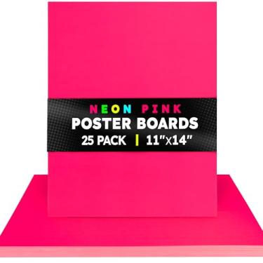 Imagem de Hygloss Quadro de pôster neon – papel de cartolina dupla face rosa fluorescente – 28 x 35 cm, 25 folhas – ideal para placas, artesanato, projetos