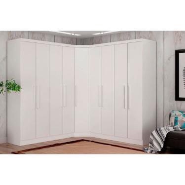 Imagem de Quarto Completo Modu Rizon/Linea 3 Peças ( 2 Guarda Roupas + 1 Closet Canto Obliquo) QCM105 Branco - Novo Horizonte