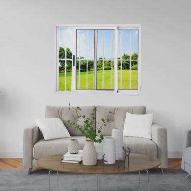 Imagem de Janela Vitrô de Alumínio 2 Folhas 100 X 120cm Linha 25 com Grade Esquadrias Bergamo