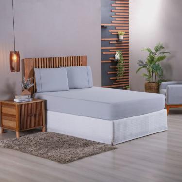 Imagem de Jogo de Lençol Liso Solteiro 2 Peças 180 Fios 100% Algodão - Cinza