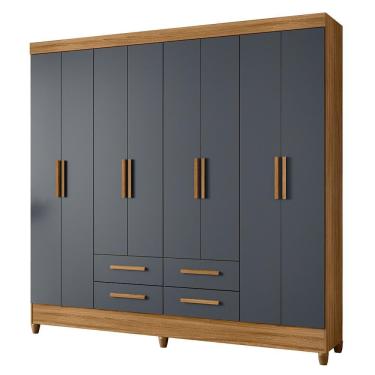 Imagem de Guarda Roupa Casal Flórida 8 Portas e 4 Gavetas - Moval Freijó/Cinza
