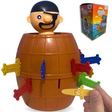 Imagem de Pula Pirata Brinquedo Mini Barril Pirata Jogo Mesa Infantil