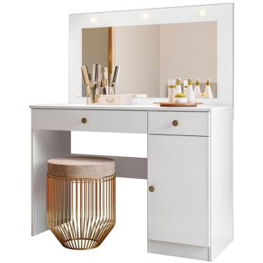 Imagem de Penteadeira Camarim Com Espelho 9914 Branco Moval Branco
