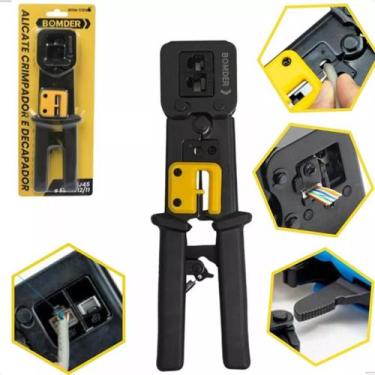 Imagem de Alicate Crimpar Rj45 Rj11 Rj12 Cabo Rede Com Catraca Uso Profissional 