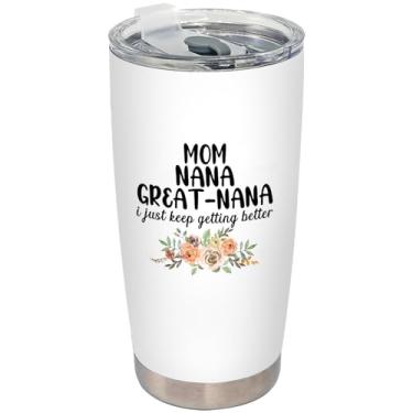 Imagem de BEHIFL Copo de presente de avó de dia das mães para mamãe bisavó, anúncio de gravidez para avó copo de aço inoxidável com tampa e canudo 590 ml, grande avó anúncio de bebê xícara de café para viagem