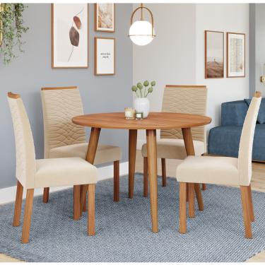 Imagem de Conjunto Sala de Jantar Mesa Dani com 4 Cadeira em MDF Clarice Cimol - Madeira/Cinamomo/Nude