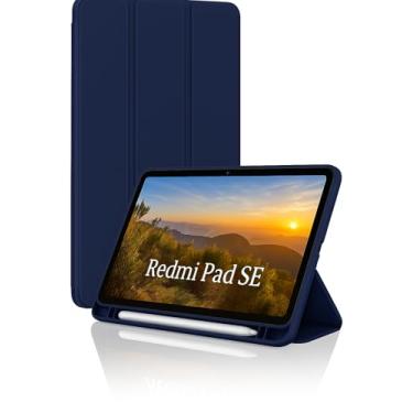 Imagem de Capa Case PREMIUM para Redmi Pad SE 11" com Compartimento para Pencil Anti-impacto Tampa Magnética (Azul Marinho)