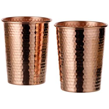 Imagem de (Conjunto de 2) DEMMEX 2021 deslumbrante copo mule Moscow 1 mm mais grosso sólido sem forro sem revestimento martelado água de cobre martelado, 510 g
