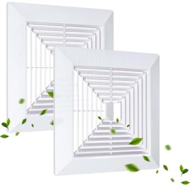 Imagem de Flowild 2 peças de capa de exaustor de banheiro 12x12 com molas, grade de substituição para teto quadrado ou montagem na parede, capa de ventilador de banheiro, desviador de ar e difusor de ar de teto