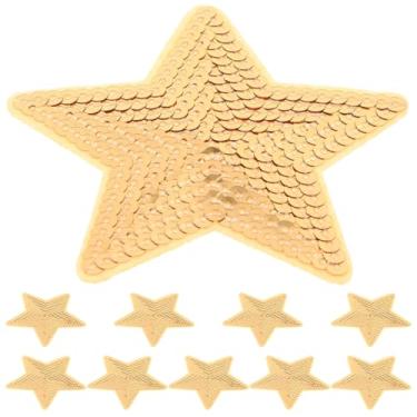 Imagem de Healifty 10 peças Star Iron on Remendos Decorativos Lantejoulas Estrelas Bordadas com Estrela de Lantejoulas para Roupas, Buracos, Chapéus, Jaquetas Bolsas (Dourado)