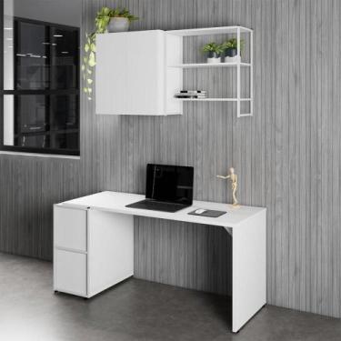 Imagem de Escrivaninha 1,5m c/ Balcão Lateral Armário Aéreo e Nicho F5 - F5 Offi