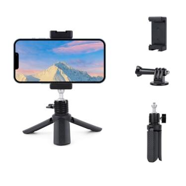 Imagem de MECHRIG Mini tripé com cabeça esférica de 360° e suporte para telefone, tripé portátil de mesa de viagem, alça de bastão de selfie com parafuso de 1/10.2 cm, mini vlog Tri pod para D Jl Pocket 3/Go