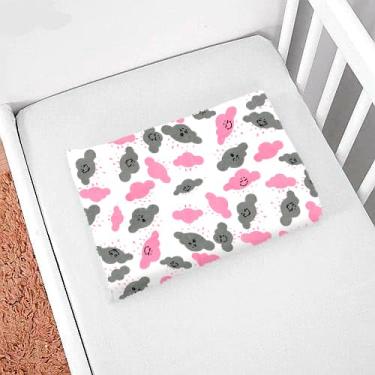 Imagem de Kit 2 Fronha De Berço Simples 30x40 Bainha Capa Para Travesseiro Infantil 100% Algodão (Nuvem Rosa)
