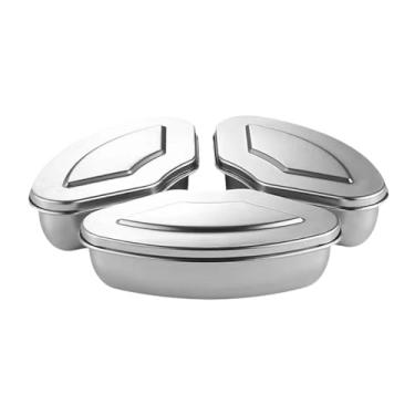 Imagem de Gralara 3 peças caixas de vapor de comida com tampas de aço inoxidável para maconha utensílios de cozinha multiuso mini panela a vapor