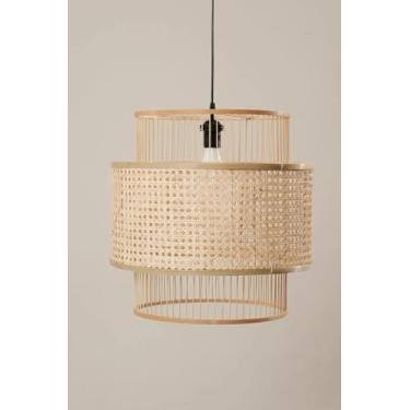 Imagem de Luminária pendente de Palhinha indiana 100% natural 45x45