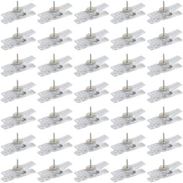 Imagem de CRASPIRE 50 peças de clipes transparentes para quadro de cortiça, pequenas tachinhas de plástico, prendedor de roupa, clipes de papel, conjuntos de acessórios para quadros de bricolage, fotos