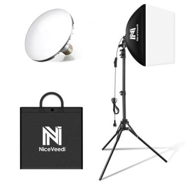 Imagem de Kit de iluminação Softbox NiceVeedi 40x40cm com suporte de tripé de 63