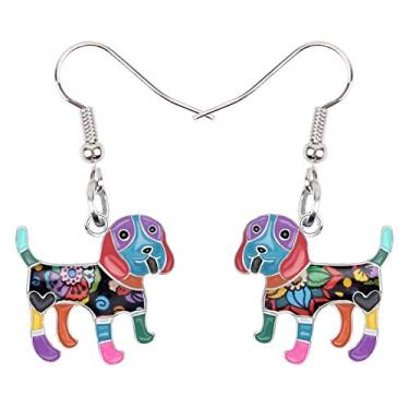Imagem de DOWAY Brincos fofos para cães beagle esmaltados, joias de metal para mulheres, meninas, crianças, presentes, esmaltado, Arenito