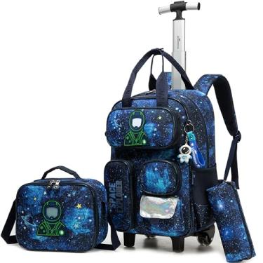 Imagem de MYHSBYO Mochila com rodinhas para meninas e meninos, com rodas, mala de viagem, Espaço B, 16.5"X11.8"X7.8", Casual