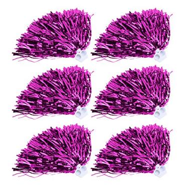 Imagem de Conjunto de Pom Pom de Torcida - 6pcs Cheer Sports Party Dance Acessórios, Pompoms Dourados para Esquadrões Torcida Juvenil e Eventos Especiais (Rose Red)