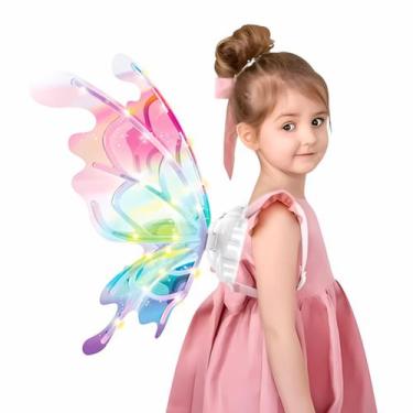 Imagem de Asa De Fada Infantil Iluminada Com Luzes Coloridas Música Encantada E 