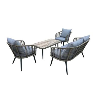 Imagem de Conjunto de Área Externa 1 Sofá, 2 Poltronas e 1 Mesa Cinza Capri