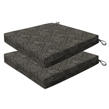 Imagem de Honeycomb Essentials Conjunto de almofada quadrada para ambientes externos, 48 x 48 cm, almofada para cadeira de pátio preta Zaire