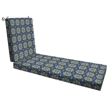 Imagem de Honeycomb Almofada para espreguiçadeira Essentials para ambientes externos, 53,3 cm x 177,8 cm, medalhão, medalhão, azul pacífico, almofada para cadeira de pátio