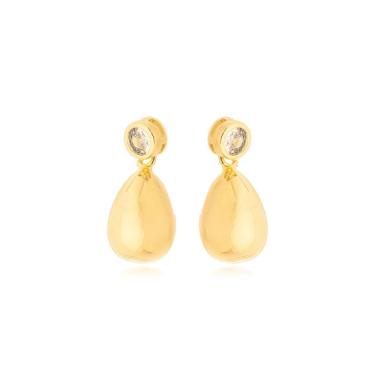 Imagem de Brinco Gota Com Ponto De Luz Banhado A Ouro 18k