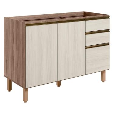 Imagem de Balcao Para Pia 2p 3g 120cm Mdf Kali 16417 Carvalho Toq Bianco Toq Nicioli Carvalho Toq Bianco Toq