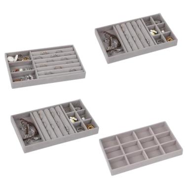 Imagem de Porta Jóias de Veludo para Closet Gavetas Bandeja Organizador de Bijuterias Anel Brinco Relógio Pulseira e Colares (KIT BANDEJA 1, 2, 3, 4(4 UN CI)