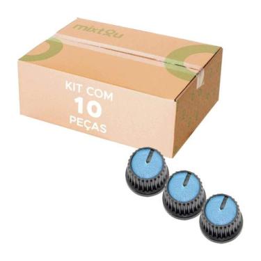 Imagem de 10x Botão Knob Redondo Estriado Sem Parafuso Ad209 - Azul - PIX