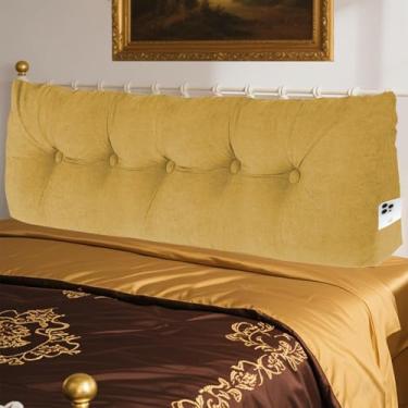 Imagem de Dizaolive Almofada de cabeceira de solteiro, triangular, cunha, encosto, leitura, almofada para dormitório, sofá, cama de dia, amarelo