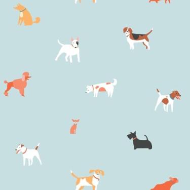 Imagem de Papel De Parede 3m Adesivo Pet Infantil Dog Fundo Verde Cachorros