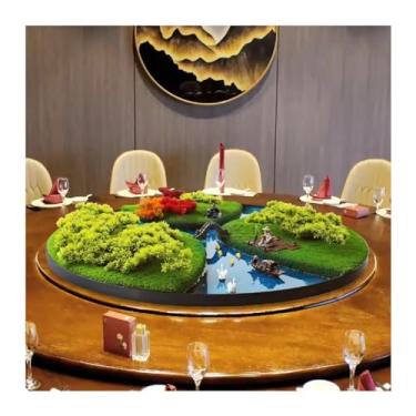 Imagem de Decoração de Mesa Hotel chinês bonsai decoração de paisagem mesa de jantar grande mesa giratória redonda simulada decoração de paisagem bonsai Mesa Redonda com Paisagem Simulada