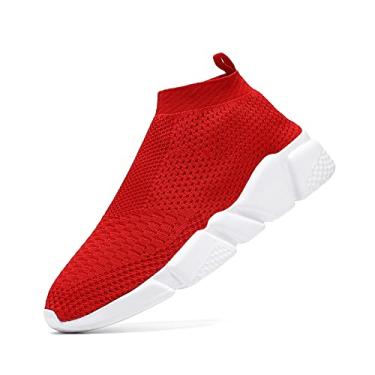 Imagem de Meias femininas sem cadarços, tênis de caminhada, corrida, tênis, atlético, academia, academia, antiderrapante, moderno, tênis, Vermelho 679, 34