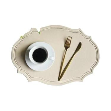 Imagem de Ervilha Verde Falso Couro Elíptico Em Forma De Placemats 1/4/10 Pçs Ta