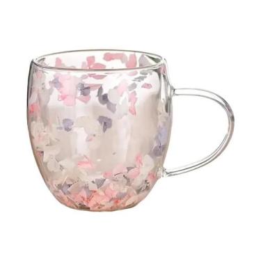 Imagem de Copo De Vidro De Borosilicato De Parede Dupla Com Alças, Enchimento De