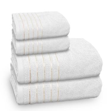 Imagem de Jogo de Toalha de Banho Golden, 4 Peças, Gramatura 500 g/m², Banhão, Appel (Branco)