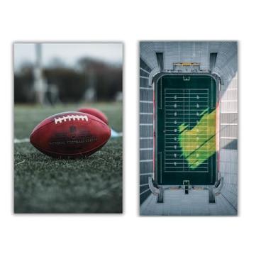 Imagem de Summit Designs Conjunto de 2 pôsteres atléticos para quarto de meninos, quarto de homem, caverna, quarto de adolescente, decoração de parede esportiva sem moldura, tema de futebol