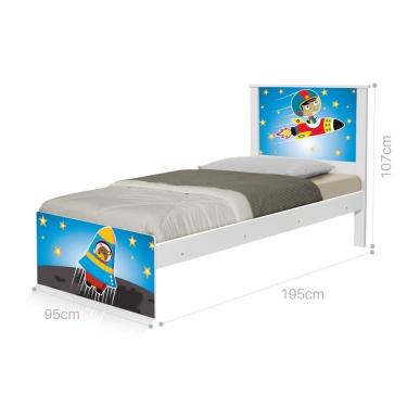 Imagem de Cama Solteiro Com Cabeceira Adesivada Astronauta