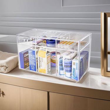 Imagem de Caixa Acrílico Organizadora De Medicamentos Com Tampa Articulada