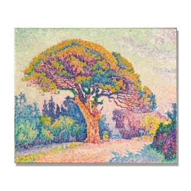 Imagem de NHLDZYH Impressões de Paul Signac, pinheiro, reproduções de pinturas famosas, imagem de arte abstrata para sala de estar, quarto, decoração de casa. Somente tela de 70 x 84 cm - 27,5 x 33,1 pol