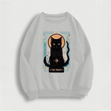 Imagem de Moletom Careca Gato Tarô (FRENTE) Gola Redonda Casaco Masculino Femini